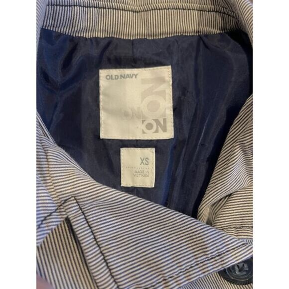 Old Navy Girls XS Blue & White Striped Double-Breasted Peacoat Jacket - Picture 2 of 11